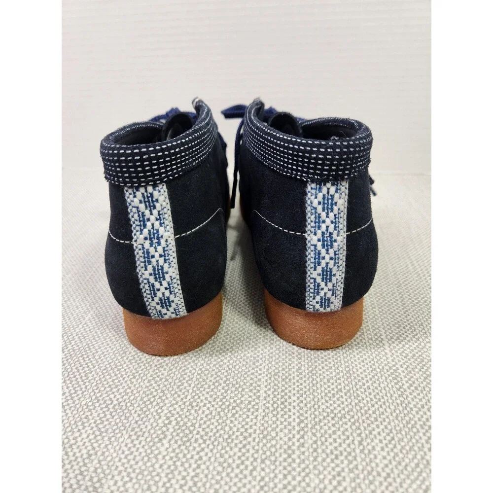 Clarks Originals Blue Marine Wallabee Boots Navy Suede Leather Kids Wide